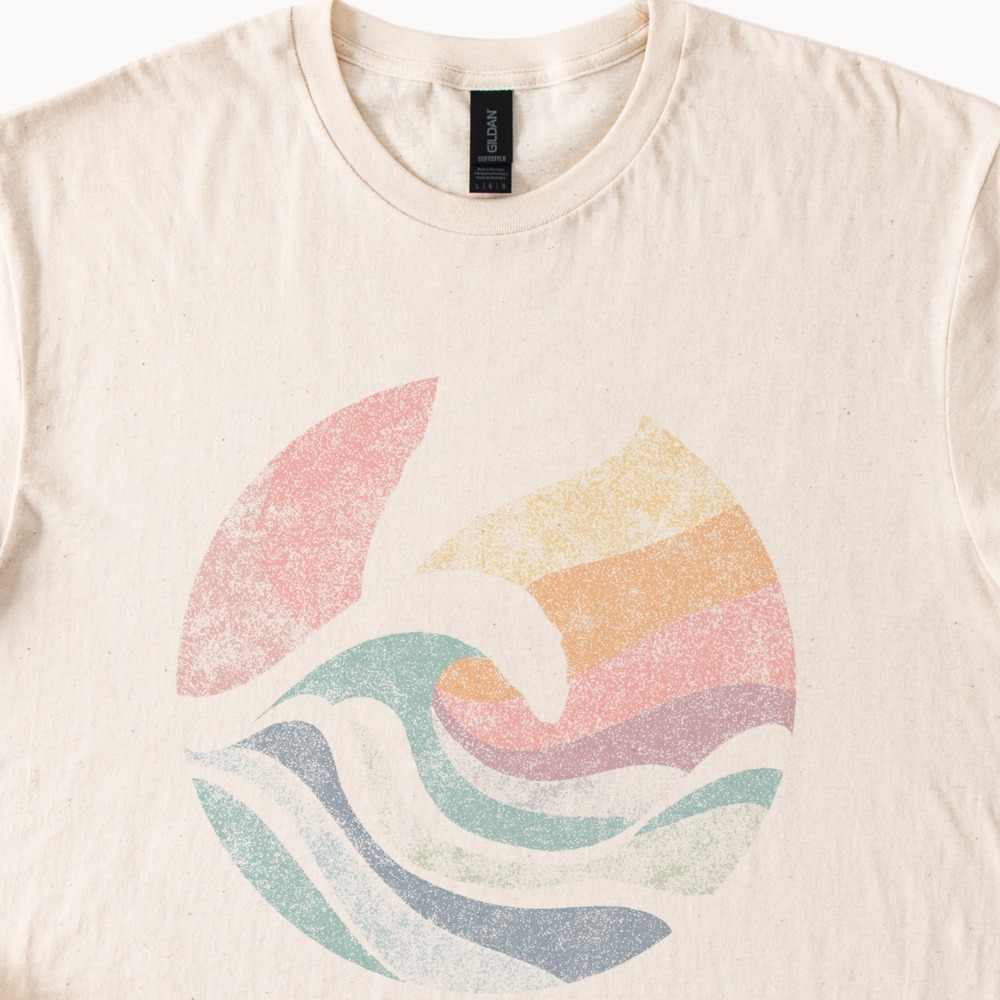 Open Hand Striped Circle Graphic Tee Abstract Art Design